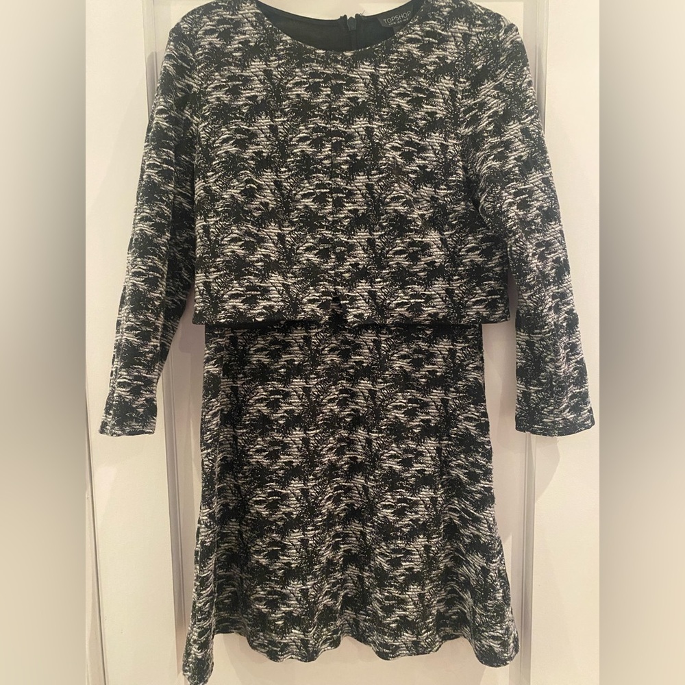 Topshop black and white textured print dress
